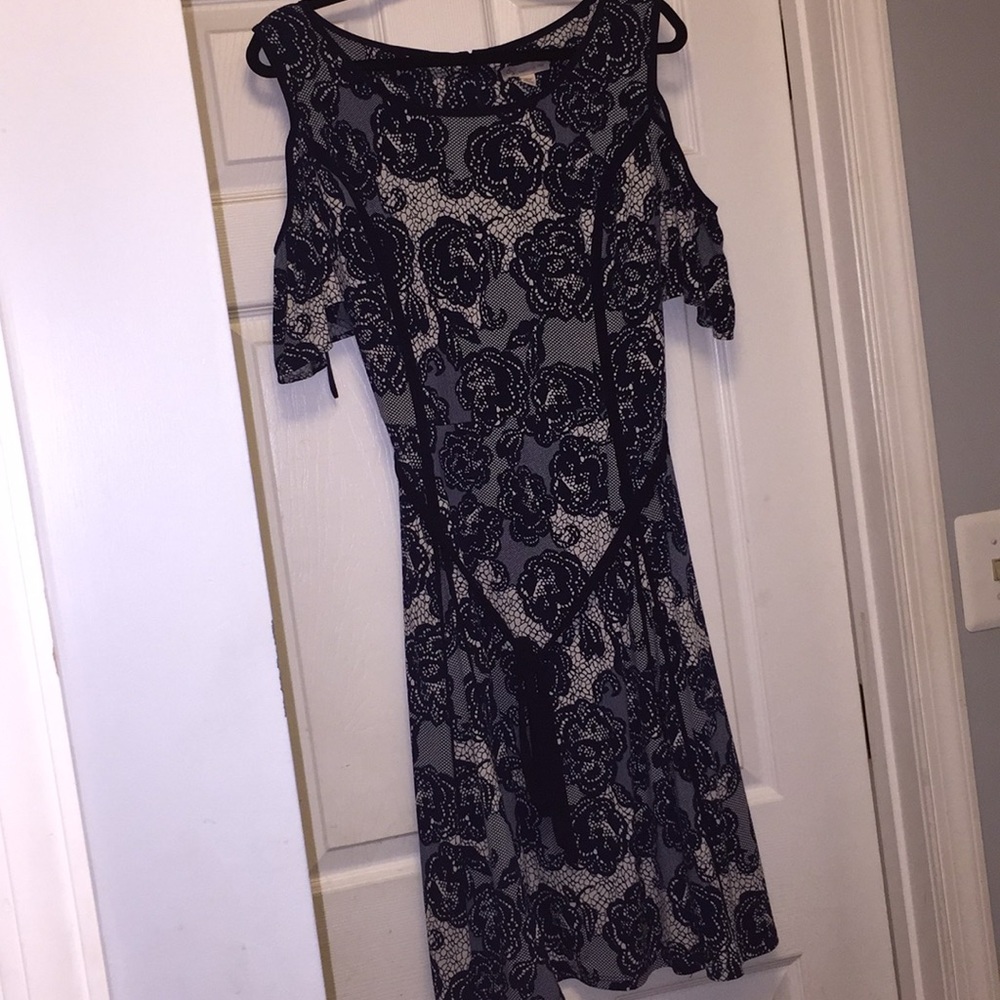 Navy blue and white homecoming dress